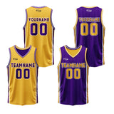 Custom Yellow Purple Reversible Basketball Suit for Adults and Kids Personalized Jersey