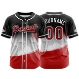 Custom Black Red Button Down Baseball Jersey for Men Women Adult Youth Print Name Number Logo