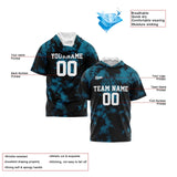 Custom Black Aqua Short Sleeve Hoodies for Men Women Shirts with Hoods Printed Name Logo