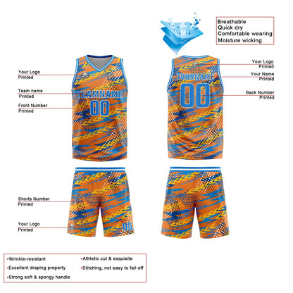 Custom Orange Blue Basketball Jersey Uniform Suit Printed Your Logo Name Number