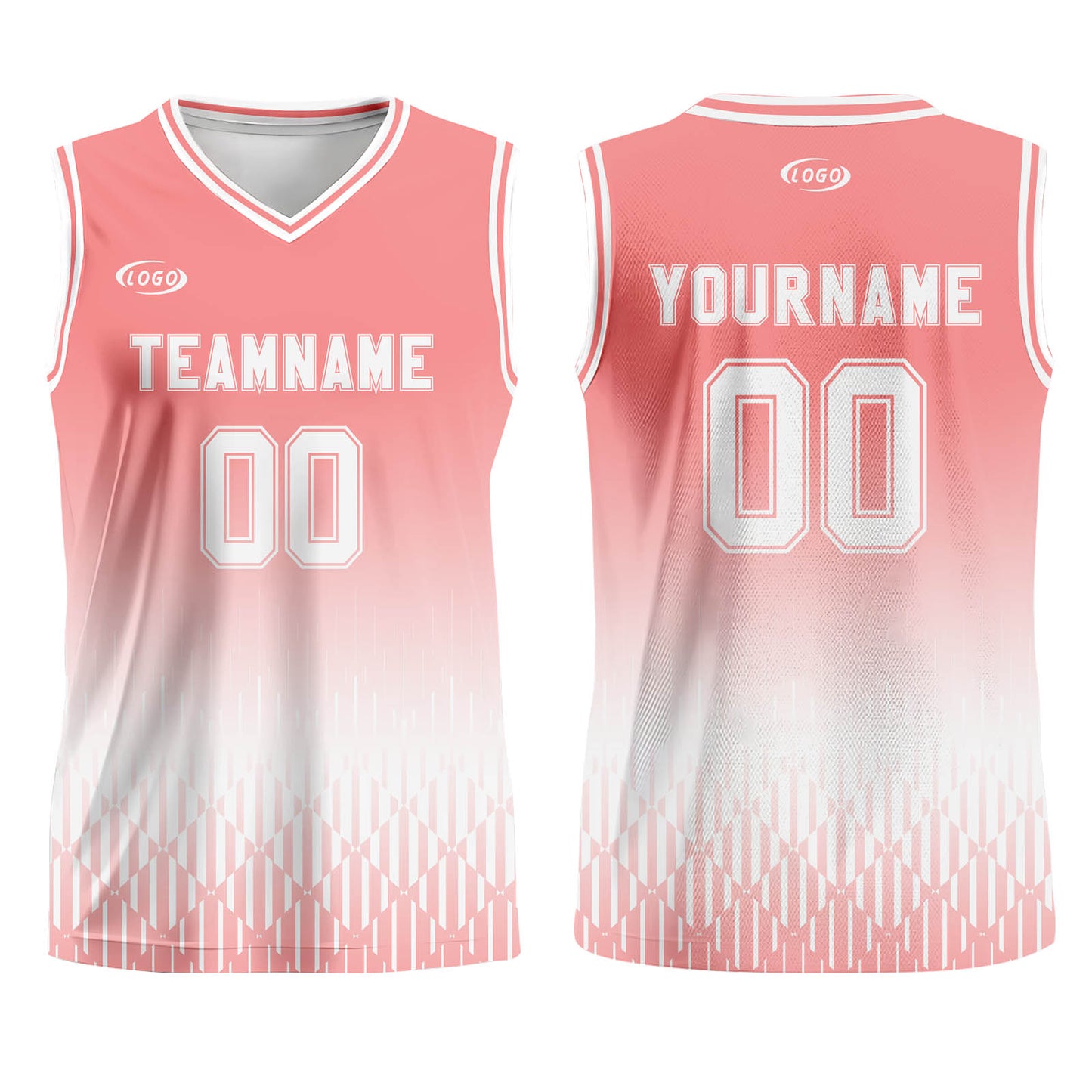 Custom Pink White Gradient Basketball Jersey Uniform Suit Printed Your Logo Name Number