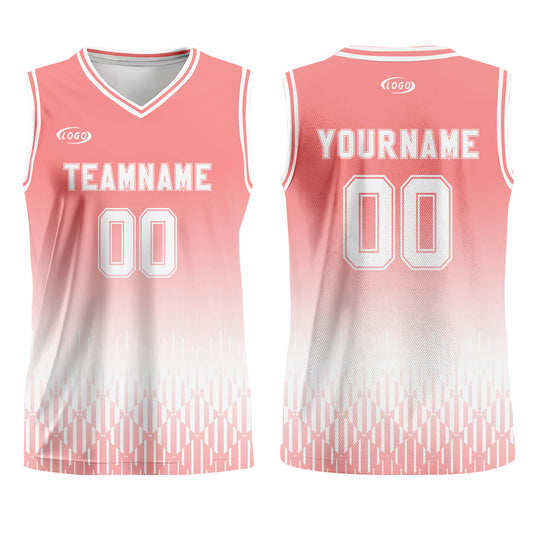 Custom Pink White Gradient Basketball Jersey Uniform Suit Printed Your Logo Name Number
