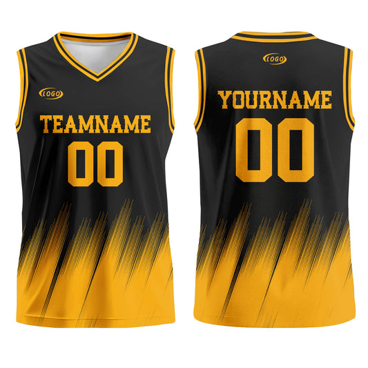Custom Black Yellow Basketball Jersey Uniform Suit Printed Your Logo Name Number