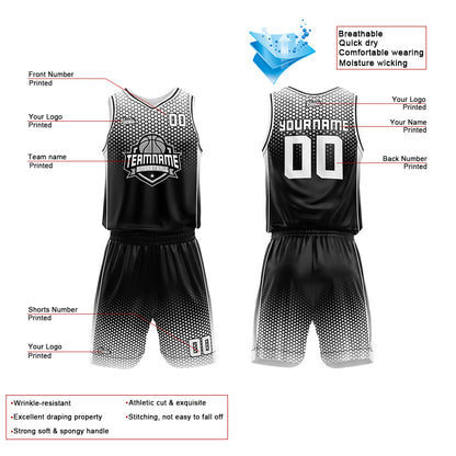 Custom Reversible Basketball Suit for Adults and Kids Black-White