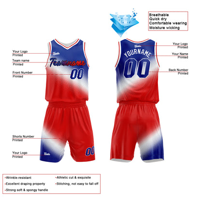 Custom Royal-White-Red Basketball Suit for Adults and Kids  Personalized Jersey