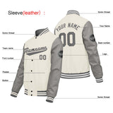 Custom Cream White Light Gray Varsity Jackets for Men Women Youth Personalized Letterman Jackets