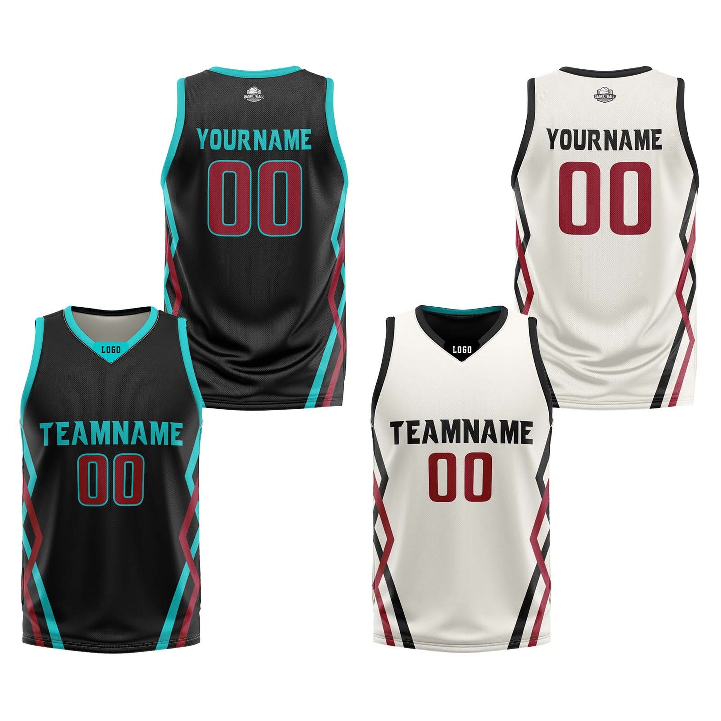 Custom Black White Reversible Basketball Jersey Uniform Suit Printed Your Logo Name Number