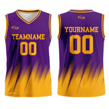 Custom Purple Yellow Basketball Jersey Uniform Suit Printed Your Logo Name Number