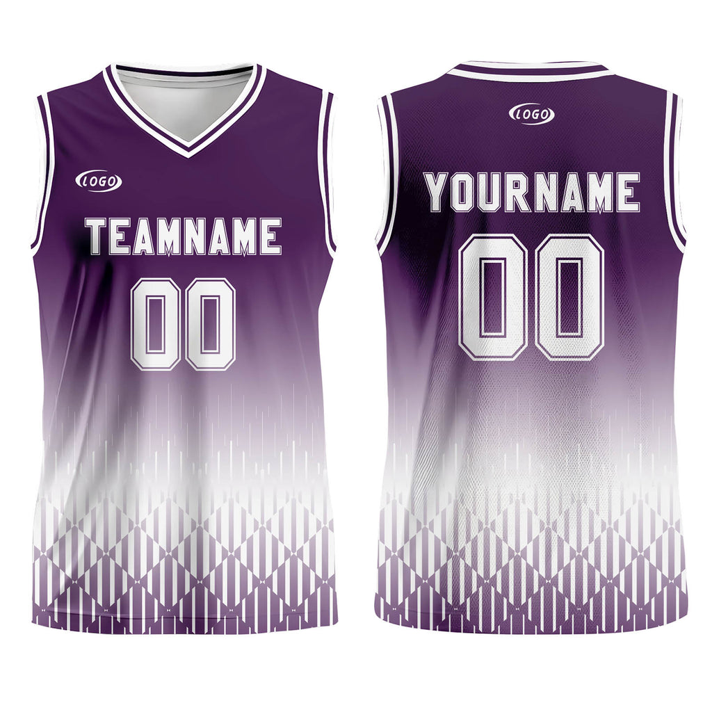 Custom Purple White Gradient Basketball Jersey Uniform Suit Printed Your Logo Name Number