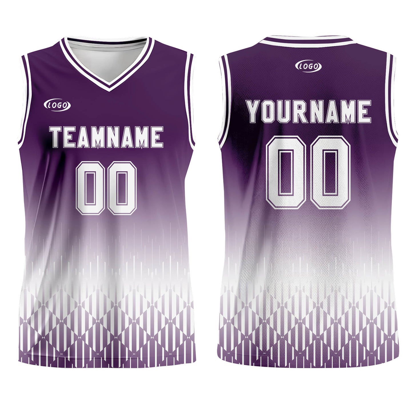 Custom Purple White Gradient Basketball Jersey Uniform Suit Printed Your Logo Name Number