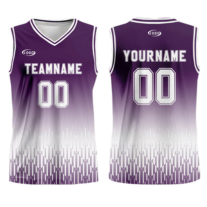 Custom Purple White Gradient Basketball Jersey Uniform Suit Printed Your Logo Name Number