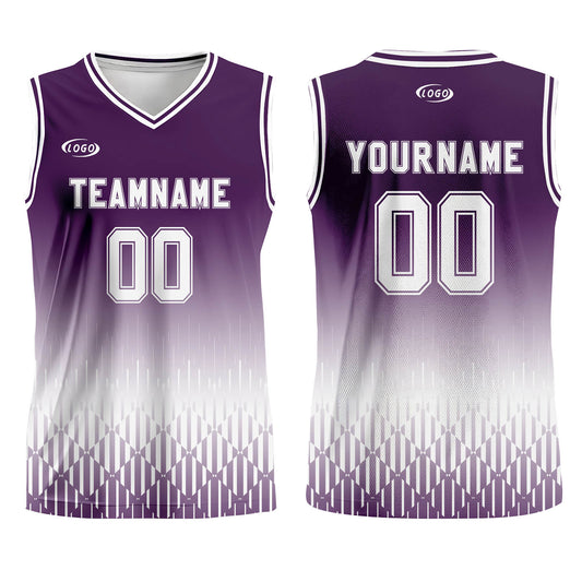 Custom Purple White Gradient Basketball Jersey Uniform Suit Printed Your Logo Name Number