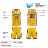 Custom Yellow White Purple Reversible Basketball Suit for Adults and Kids Personalized Jersey