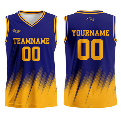 Custom Blue Yellow Basketball Jersey Uniform Suit Printed Your Logo Name Number