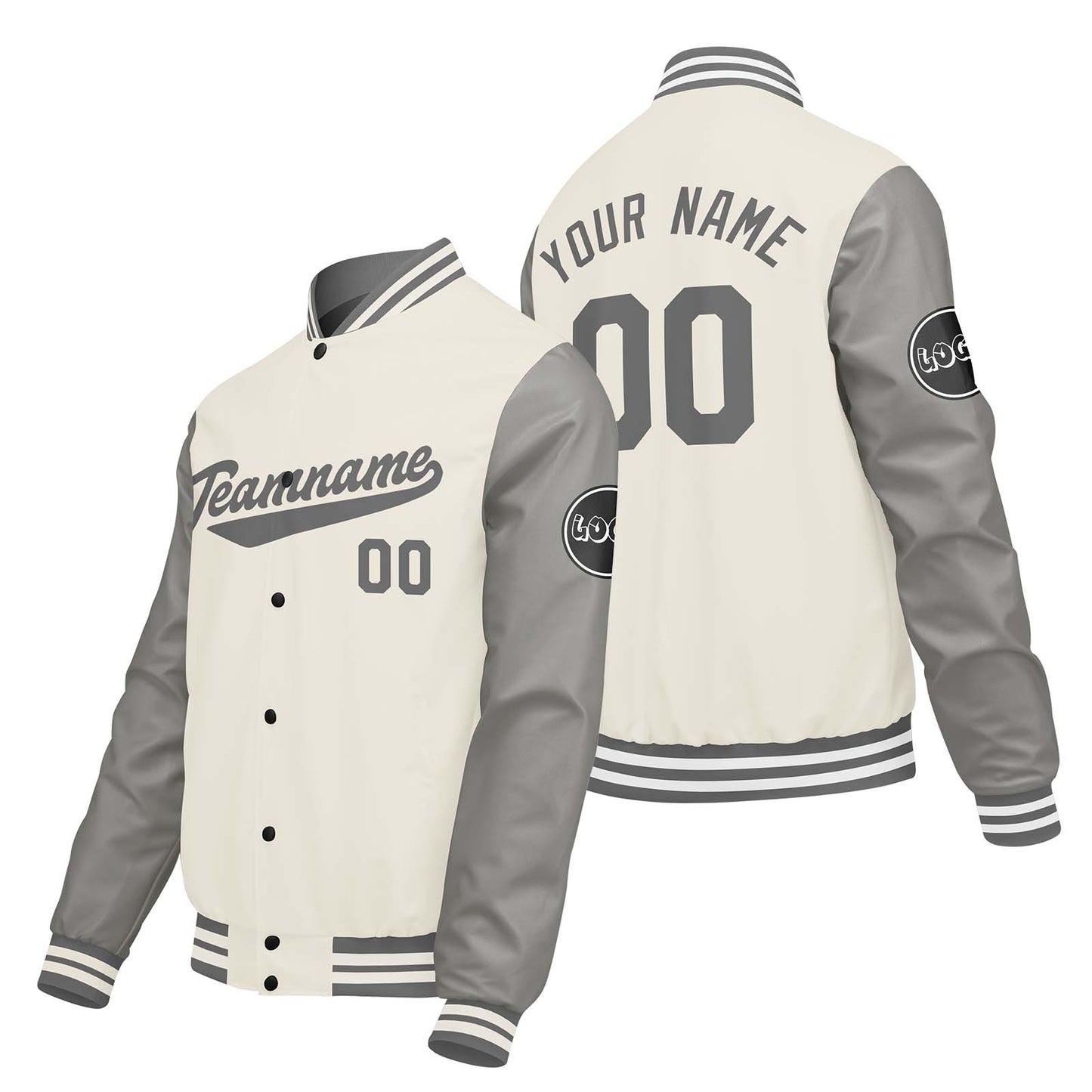 Custom Cream White Light Gray Varsity Jackets for Men Women Youth Personalized Letterman Jackets