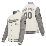 Custom Cream White Light Gray Varsity Jackets for Men Women Youth Personalized Letterman Jackets