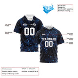 Custom Navy Hooded T-Shirt Short Sleeve Hoodies for Men Women Shirts with Hoods Printed Name Logo