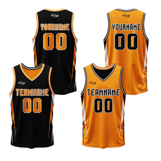 Custom Black Orange Reversible Basketball Suit for Adults and Kids Personalized Jersey