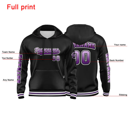 Custom Purple Black  Sweatshirt Hoodie For Men Women Girl Boy Print Your Logo Name Number