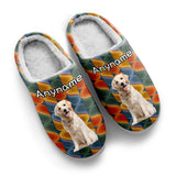 Custom Your Own Personalized Cotton Slippers for Dog Cat Lover Add Any Text Photoes Orange&Grayish blue