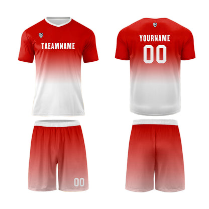 Custom Red White Uniform Jersey Kids Adults Personalized Set Jersey Shirt