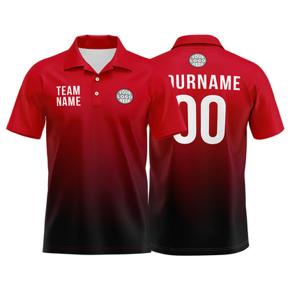 Custom Red Black White Football Polo Shirts  Add Your Unique Logo/Name/Number