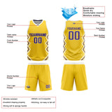Custom Yellow White Reversible Basketball Jersey Uniform Suit Printed Your Logo Name Number