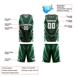 Custom Triangle Drak Green Reversible Basketball Suit for Adults and Kids Personalized Jersey