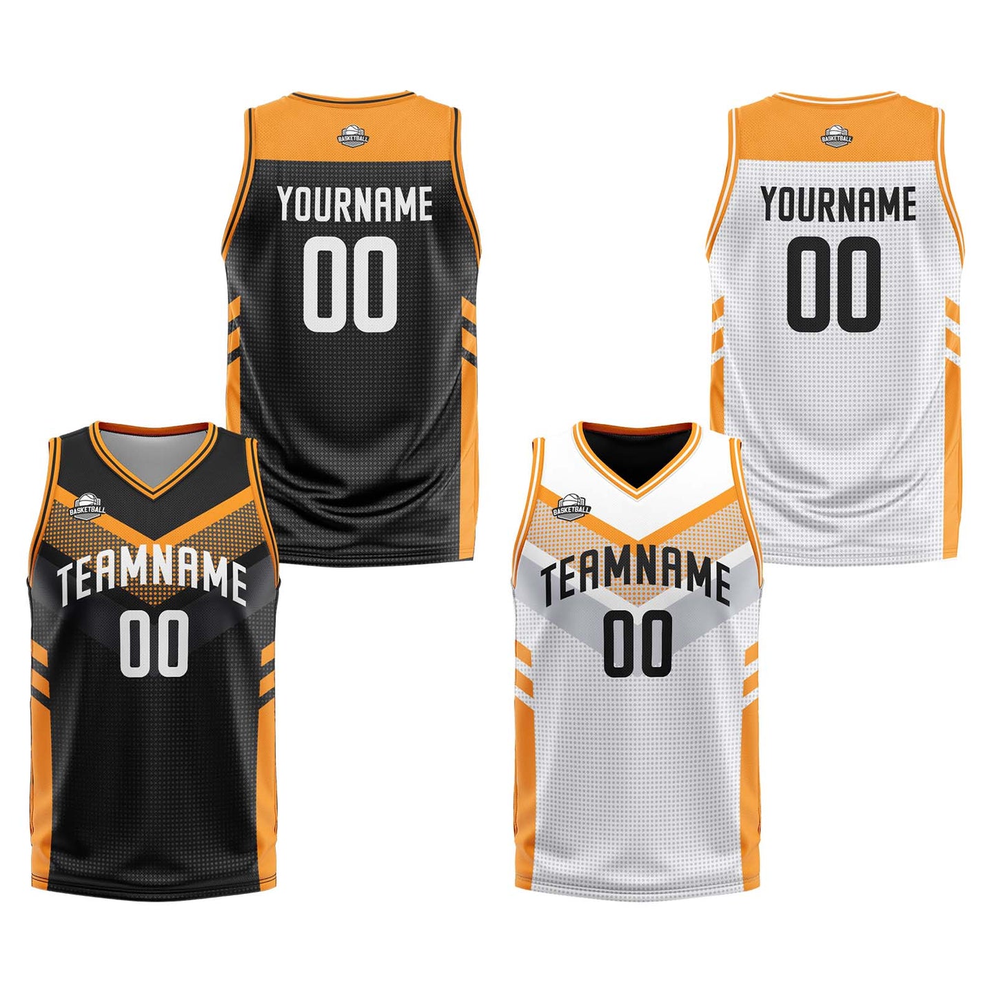 Custom Black Orange Reversible Basketball Suit for Adults and Kids Personalized Jersey