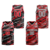 Custom Black Red Grey Reversible Basketball Suit for Adults and Kids Personalized Jersey
