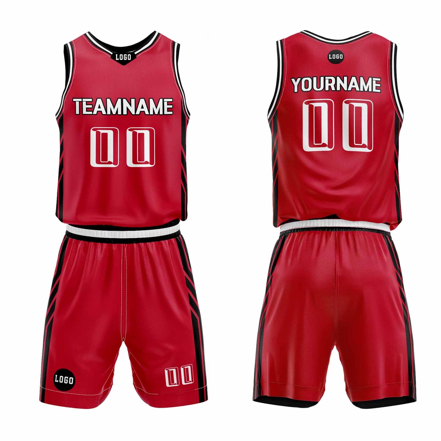 Custom Red Basketball Jersey Uniform Suit Printed Your Logo Name Number