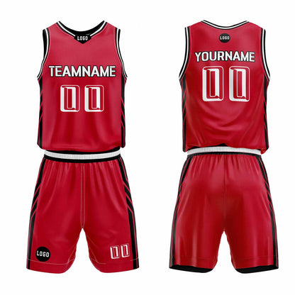 Custom Red Basketball Jersey Uniform Suit Printed Your Logo Name Number