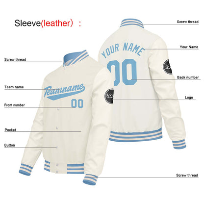 Custom Cream White Varsity Jackets for Men Women Youth Personalized Letterman Jackets