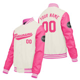 Custom Cream White Pink Varsity Jackets for Men Women Youth Personalized Letterman Jackets