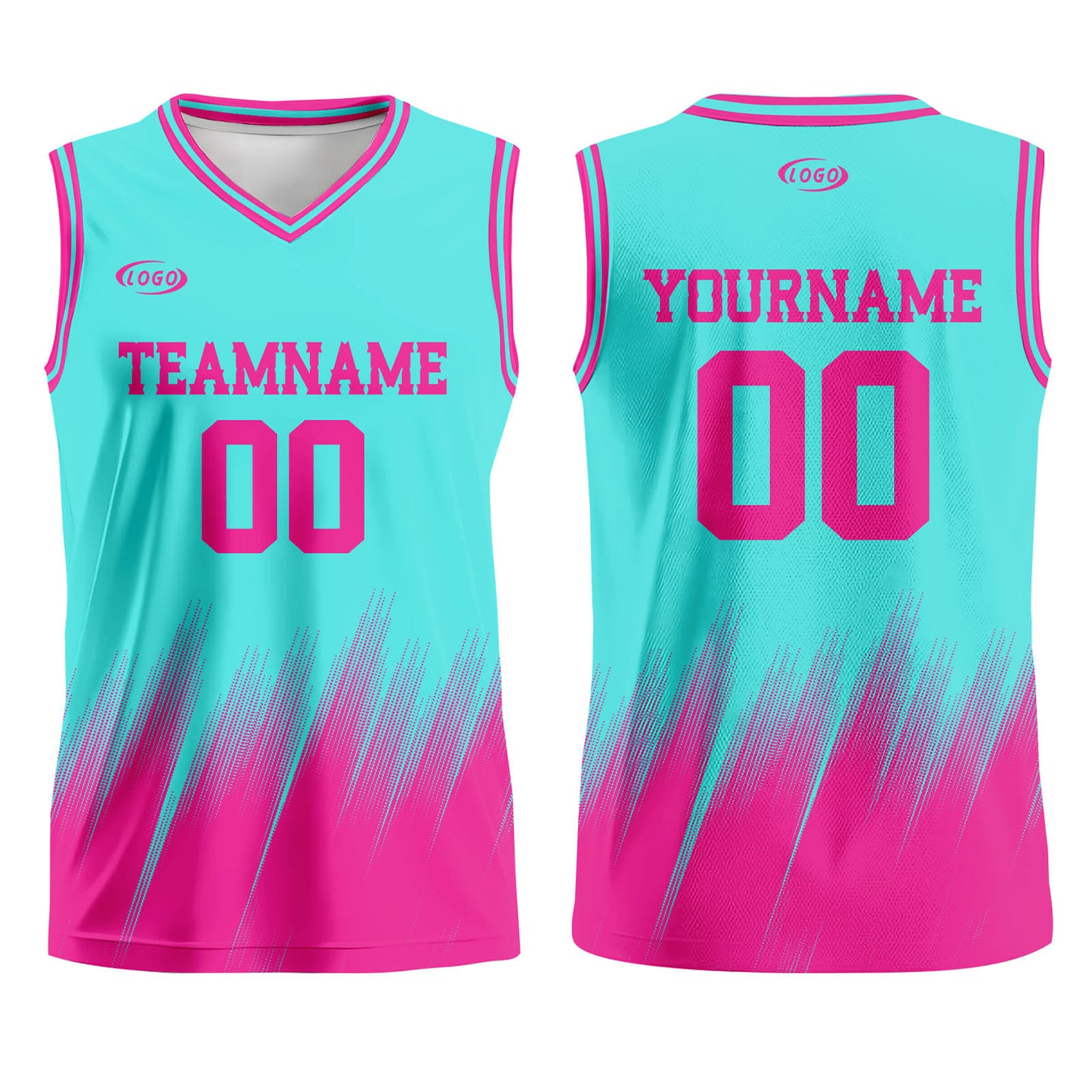 Custom Teal Pink Basketball Jersey Uniform Suit Printed Your Logo Name Number