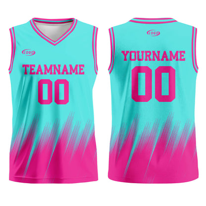 Custom Teal Pink Basketball Jersey Uniform Suit Printed Your Logo Name Number