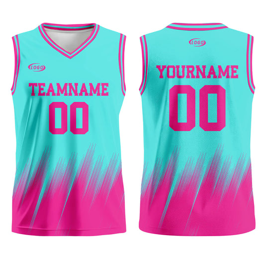 Custom Teal Pink Basketball Jersey Uniform Suit Printed Your Logo Name Number