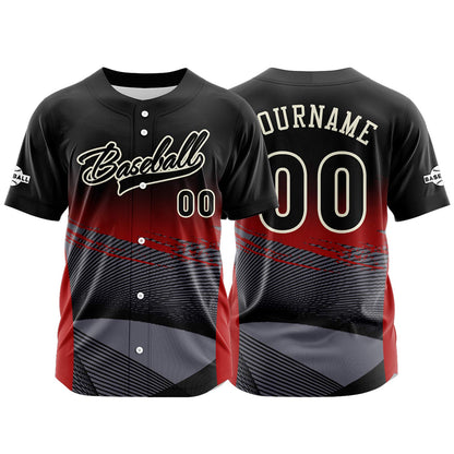 Custom Red Button Down Baseball Jersey for Men Women Adult Youth Print Name Number Logo