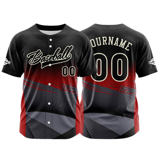 Custom Red Button Down Baseball Jersey for Men Women Adult Youth Print Name Number Logo