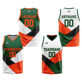 Custom Reversible Basketball Suit for Adults and Kids Personalized Jersey Green&Orange