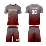Custom Gray Red Uniform Jersey Kids Adults Personalized Set Jersey Shirt