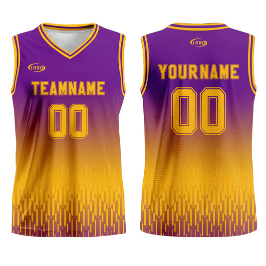 Custom Purple Yellow Gradient Basketball Jersey Uniform Suit Printed Your Logo Name Number