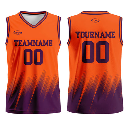 Custom Orange Purple Basketball Jersey Uniform Suit Printed Your Logo Name Number
