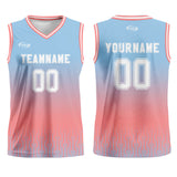 Custom Blue  Pink White Gradient Basketball Jersey Uniform Suit Printed Your Logo Name Number