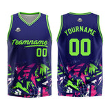 Custom Basketball Jersey Uniform Suit Printed Your Logo Name Number Navy&Neon Green