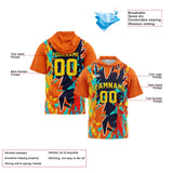 Custom Navy Orange Short Sleeve Hoodies for Men Women Shirts with Hoods Printed Name Logo