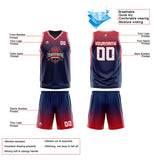 Custom Navy Red White Reversible Basketball Suit for Adults and Kids Personalized Jersey