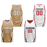Custom Gold White Reversible Basketball Jersey Uniform Suit Printed Your Logo Name Number