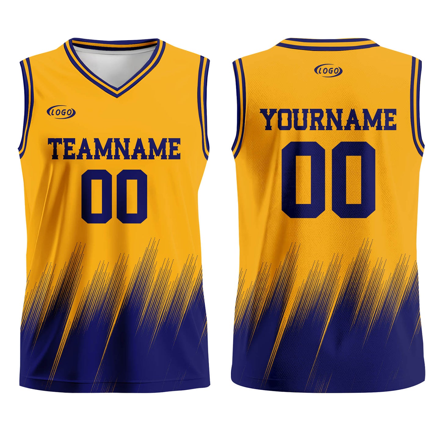 Custom Yellow Blue Basketball Jersey Uniform Suit Printed Your Logo Name Number