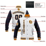 Custom White Navy Yellow Waterproof Varsity Jackets Personalized Stitched Name Number Logo to Letterman Jackets